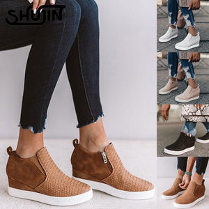 Women's shoes wedge flat shoes solid walking sneakers ladies zapatos de mujer