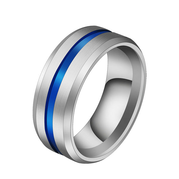 Letdiffery Blue  Groove Rings Stainless Steel Midi Rings For Men Charm Male Jewelry Party Gifts