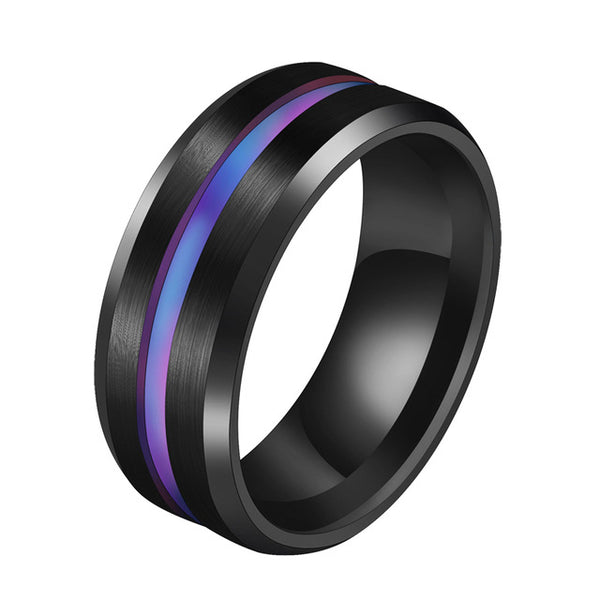 Letdiffery Blue  Groove Rings Stainless Steel Midi Rings For Men Charm Male Jewelry Party Gifts